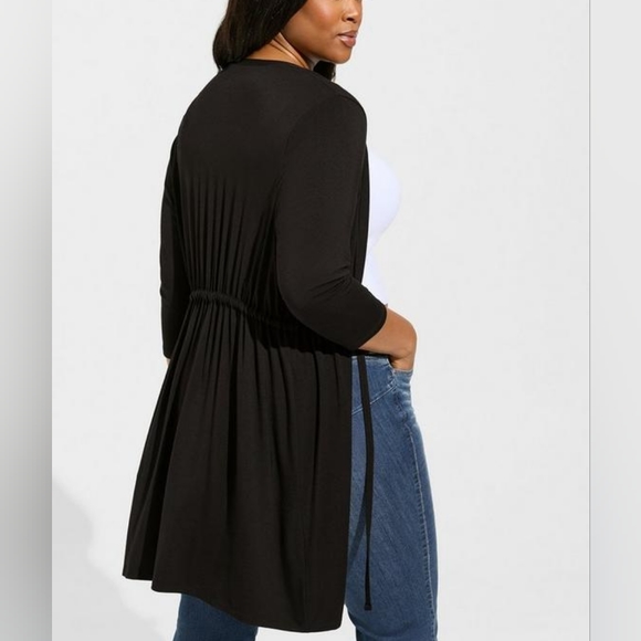 Torrid Black Super Soft Lagenlook Cardigan 3/4 Sleeve Tie Front Size 2X … - Picture 3 of 5
